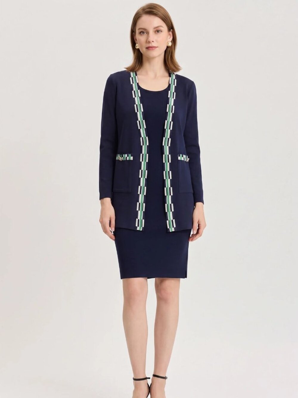 Ming Wang $325 Heritage Checkered Trim Soft Knit Jacket Sz 2X NWT!